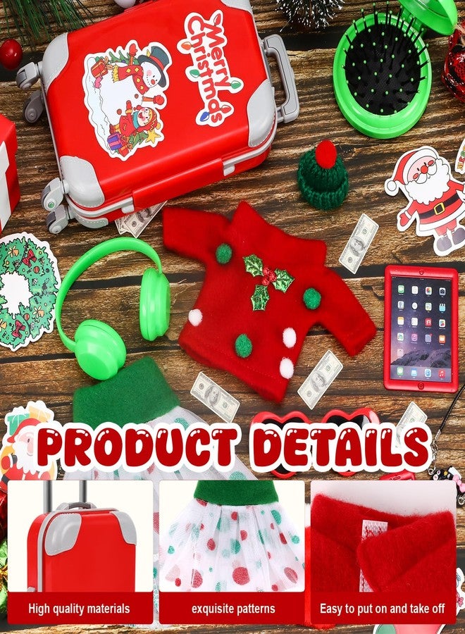 Zenoble 64 Pcs Christmas Elf Accessories Doll Travel Accessories Kit Include Luggage Xmas Outfit Elf Travel Props for Dollhouse Adventures Gift - Image 5